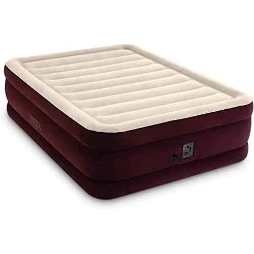Intex 64739WB Dura-Beam Extra Raised Airbed: Queen Size ? Built-in Electric Pump ? 20in Bed Height ? 600lb Weight Capacity - Maroon