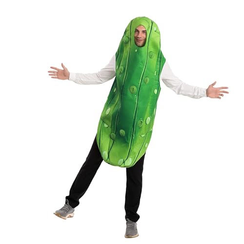 Spooktacular Creations Halloween Pickle Adult Unisex Food Costume, Funny Men's Cosplay Jumpsuit
