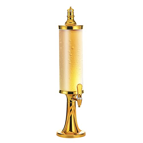 PROYONGOO 3L/100oz Mimosa Tower, Drink Tower Dispensers for Parties with LED Colorful Shinning Lights and Ice Tube, Beer T...