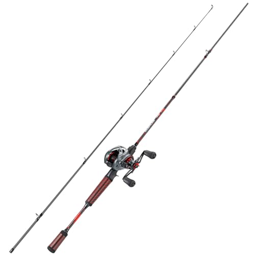 Sougayilang Fishing Rod and Reel Combo, Baitcasting Combo, Baitcaster Reel with 2-Piece Durable Carbon Fiber Casting Rod f...