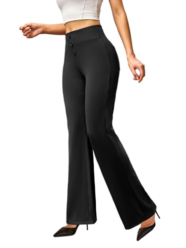 keriffe Womens Bootcut Dress Pants High Waist Stretchy Business Work Casual Trousers with Back Pockets Office Slacks
