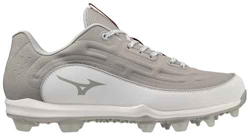 Mizuno Men's Ambition 3 Low TPU Baseball Cleats, Grey/White, 7.5