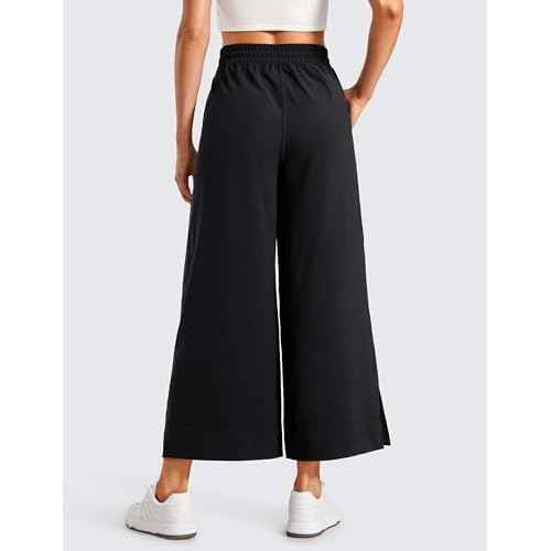 CRZ YOGA Lightweight Wide Leg Cropped Pants for Women 25" - Casual Travel Work Sweatpants Summer