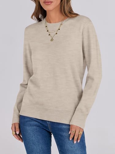 ANRABESS Sweaters for Women Long Sleeve Lightweight Crewneck Soft Basic Knit Loose Fit Pullover Top 2025 Fall Trendy Outfits