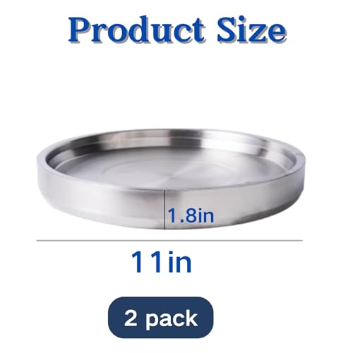 2Pcs 11in Stainless Steel Ice Chilled Serving Trays,Iced Chilled Party Platters, Appetizer Cold Serving Tray, Cooling Shri...