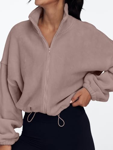AUTOMET Womens Fleece Jackets Zip Up Oversized Sweatshirts Winter Clothes Long Sleeve Crop Sherpa Fall Outfits Fashion
