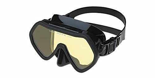 Riffe Black Frameless Diving Mask - Panoramic Single Lens - Fog-Reducing Silicone - Anatomical Frame for Universal Fit - D...