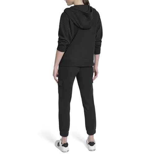 DKNY Women's Mini Stud Logo Full Zip Hoodie Sweatshirt
