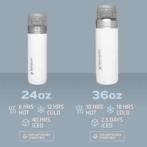 Stanley Quick Flip GO Water Bottle 36 oz | Push Button Lid | Leakproof and Packable for Travel and Sports | Insulated Stainless Steel | BPA-Free | Rose Quartz