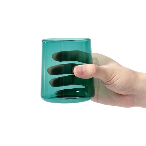 Emerald Green Glass Tumbler Set of 4 – 16.5 oz Borosilicate Drinkware – Durable, Lead-Free, Dishwasher Safe – Unique Color...