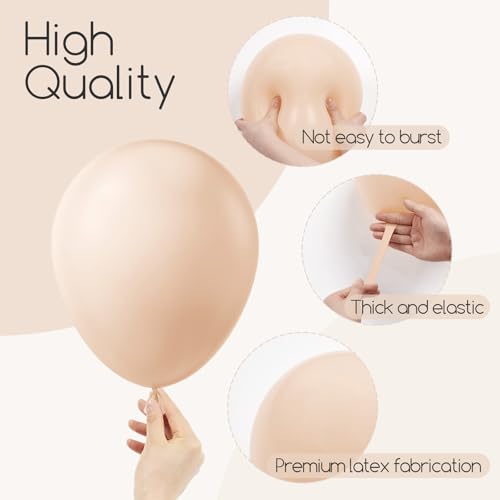 Awenztech 110pcs Nude Balloon Arch Garland Kit, 18 12 10 5 inch Apricot Balloons Different Sizes for Birthday Party Decora...