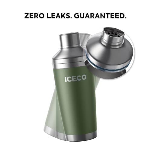 ICECO 20oz Cocktail Shaker, Stainless Steel Drink Shaker, Leakproof and Built-in Strainer, Travel cocktail kit with Barten...