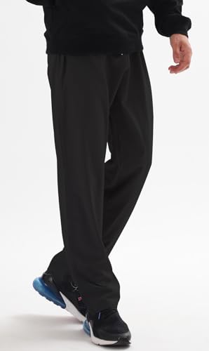 Men's Elastic Waist Hiking Pants Water Resistant Quick-Dry Lightweight Outdoor Sweatpants with Zipper Pockets