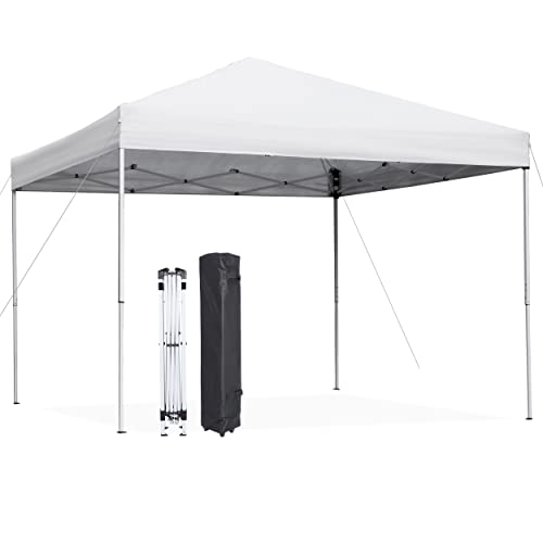 Smartxchoices 10 x 10 FT Pop Up Canopy Tent - Instant Outdoor Canopy with Wheeled Carry Bag, 4 Ropes, Straight Legs, Stake...