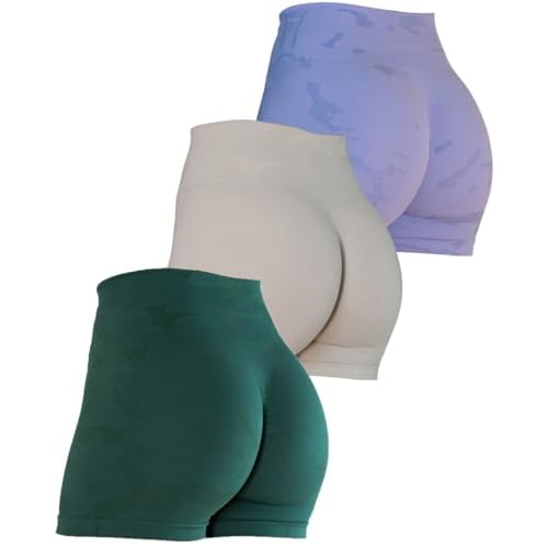 AUROLA CAMO Collection Workout Shorts for Women Subtle Logo Seamless Scrunch Gym Yoga Running Active Short