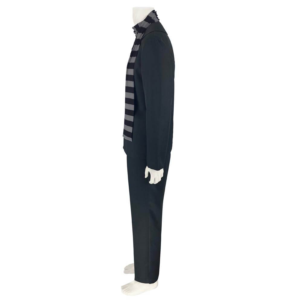 Buyoem Gru Costume Black Gray Striped Scarf Accessories Set for Halloween Cosplay - Adult Men (M)