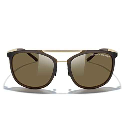 MERRY'S Square Polarized Sunglasses for Men Women Vintage Double Bridge Sunglasses Mirrored Lens