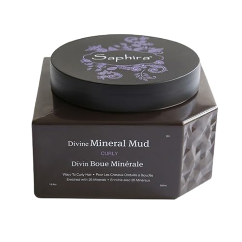 Saphira Divine Mineral Mud for Curly and Wavy Hair, Hair Moisturizer and Deep Conditioning Hair Mask for Shine and Bounce, Sulfate-Free, Paraben-Free, Vegan, 16.9 Ounce