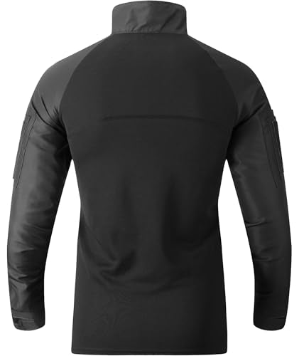 Men's Tactical Military 1/4 Zip Long Sleeve Shirt Breathable Fabric with Pockets Comfort Fit for Outdoor