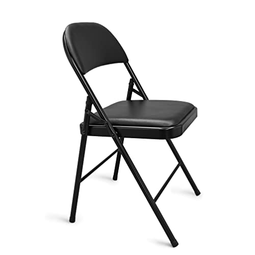 Amazon Basics Comfortable Vinyl-Padded Metal Steel Folding Chairs, Black, 4-Pack
