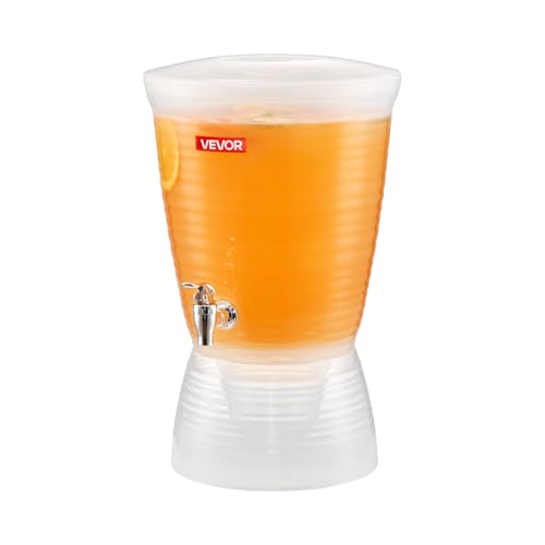 VEVOR Beverage Dispenser, 2.64 Gallon Drink Dispenser for Parties, Plastic Juice Dispensers with Spigot Ice Chamber, Iced ...