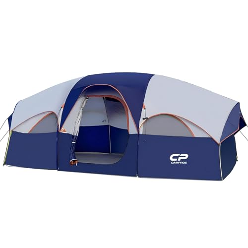 CAMPROS CP Tent 8 Person Camping Tents, Weather Resistant Family Tent, 5 Large Mesh Windows, Double Layer, Divided Curtain...