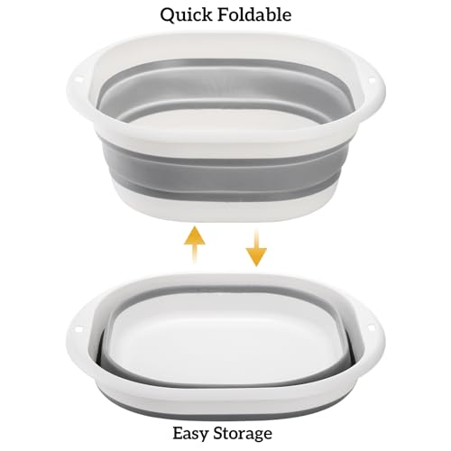 Goaste 3 Pack Collapsible Wash Basin, Portable Washing Basin, Foldable Dish Tub Square, Space Saving Plastic Washtub for D...