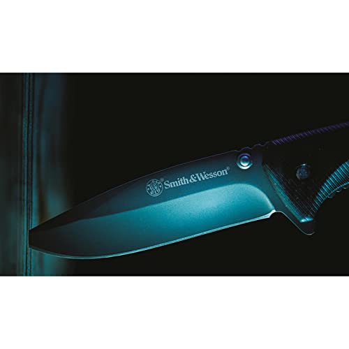 Smith & Wesson Velocite 7.75in High Carbon S.S. Assisted Folding Knife with 3.5in Clip Point Blade and Polymer Handle for ...