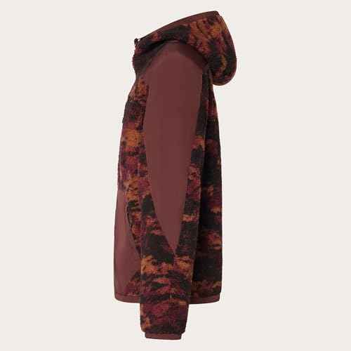 Oakley Mens Caribou Full Zip Sherpa Sweatshirt, Tiger Camo Red, X-Large