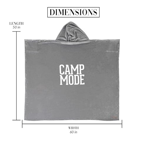 Pavilion Gift Company - Camp Mode - One-Size-Fits-Most 50" x 60" Oversized Hooded Wearable Plush Soft Warm Cozy Blanket Cl...