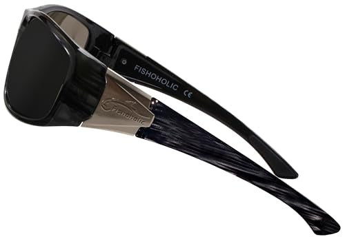 Fishoholic Polarized Fishing Sunglasses with Metal Logo UV400 Fishing Gift with Hard Case and Pouch