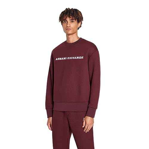 Armani Exchange mens Jacquard Fleece Classic Simple Logo Pullover Sweatshirt