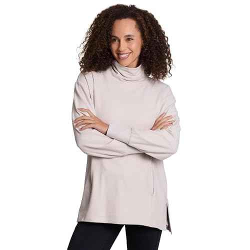 RBX Activewear Cowl Neck Sweater for Women, Lightweight Ultra Soft Plush Fleece Pullover Sweatshirt with Relaxed Fit