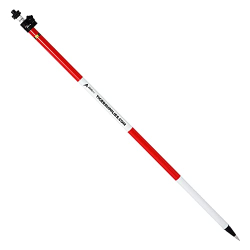 AdirPro 2.6 M Fiberglass Prism Pole with Dual Graduations - Metric and Feet Graduations with Quick Release Clamp & 40-Minu...