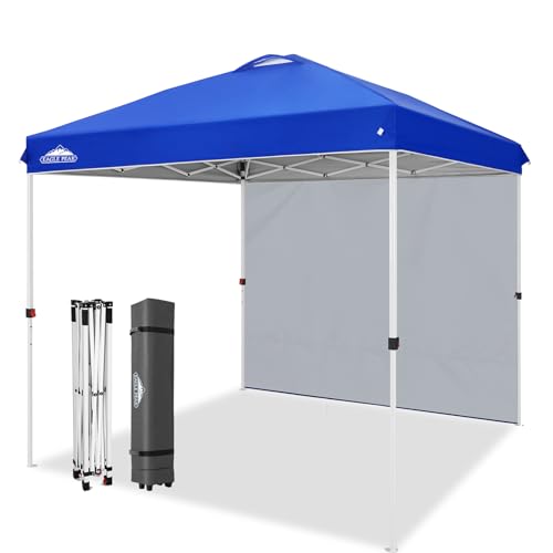 EAGLE PEAK Pop Up Canopy Tent with 1 Sidewall, Easy Setup Event Tent, Outdoor Sun Shade, Wheeled Carry Bag, Stakes and Guy...
