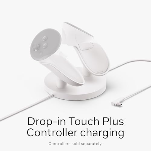 Meta Quest Compact Charging Dock — Works with Meta Quest 3/3S — Extended Headset Charging Cable — Wireless Charging for To...