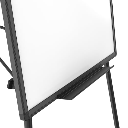 VIZ-PRO Magnetic Whiteboard Easel Black, 36 x 24 Inches, Portable Dry Erase Board Height Adjustable for School Office and ...