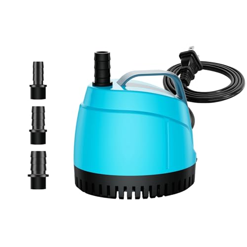 WUCIOOO 210GPH Ultra Quiet Bottom Suction Submersible Water Pump (780L/H, 15W) with 2 Nozzles,5.6ft High Head,Suitable for...