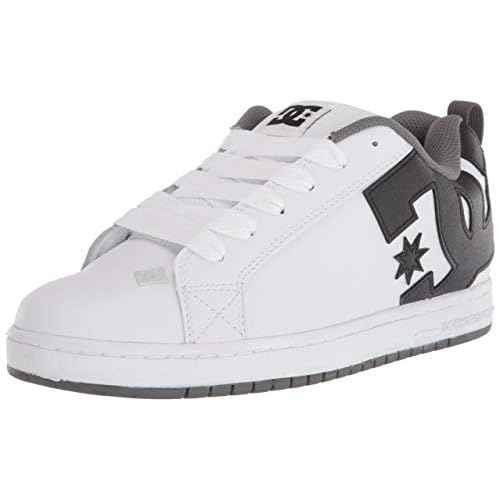 DC Men's Court Graffik Casual Skate Shoes, White/Heather Grey SE, 18 D D US