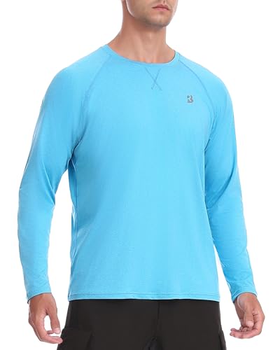 EoBeKee Men's UPF 50+ Rash Guard Long Sleeve, Lightweight UV Sun Protection SPF Water Shirts for Swim Fishing Hiking Beach