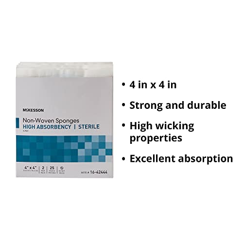 McKesson Non-Woven Sponges, Sterile, 4-Ply, High Absorbency, Polyester/Rayon (4 X 4 Inch (1200 Count))