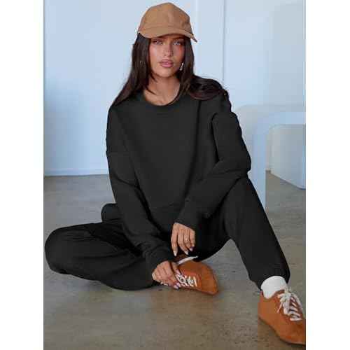 ANRABESS Womens 2 Piece Outfits Lounge Sets Cropped Sweatshirt Joggers Fashion Sweatsuit Sweat Set 2025 Winter Travel Outfits