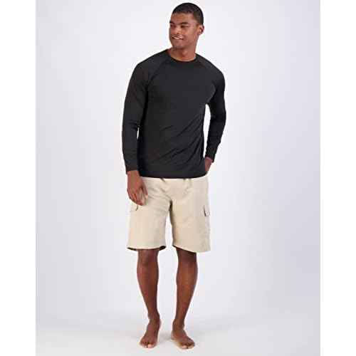 Real Essentials 4 Pack: Mens Long Sleeve Rash Guard Shirt UPF 50+ Swim Beach UV Sun Protection Fishing Quick Dry (Big & Tall)