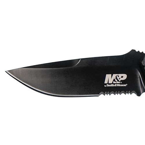 Smith & Wesson M&P M2.0 9in S.S. Full Tang Thin Fixed Blade Knife with 4in Drop Point Blade and Rubber Handle for Outdoor,...