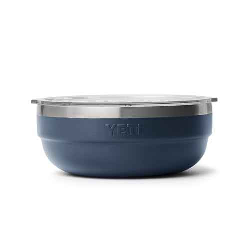 YETI Rambler Low Bowl, Vacuum Insulated, Stackable and Nestable Stainless Steel Bowl with Lid, 1.6 Quart, Navy