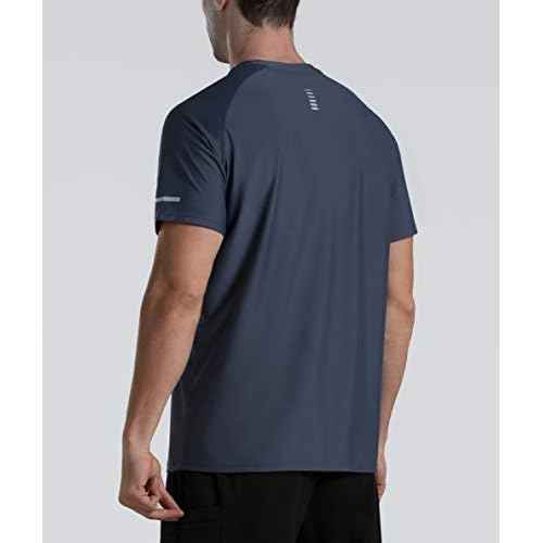 Men's Cooling Ice Silk Running Shirts Quick Dry Short Sleeve Athletic Gym T-Shirts UPF 50+ Outdoor Workout Tshirts