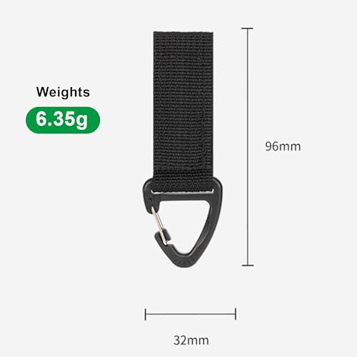 Tactical Key Ring Chain, D-Ring Snap Clip Carabiner, Multifunction Keychain Webbing Belt Holder 4PCS, Gear Hook for Hiking...