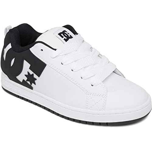DC Men's Court Graffik Skate Shoe, White/Black/Black,12.5 M US