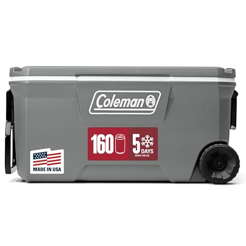Coleman Classic Series Insulated Portable Rolling Cooler with Wheels, Leak-Resistant Outdoor Hard Cooler Keeps Ice up to 5...