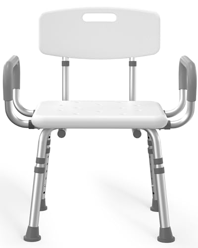 HOMLAND Shower Chair for Inside Shower with Arms and Back, 500 lbs Heavy Duty Shower Seat for Bathtub, Height Adjustable S...